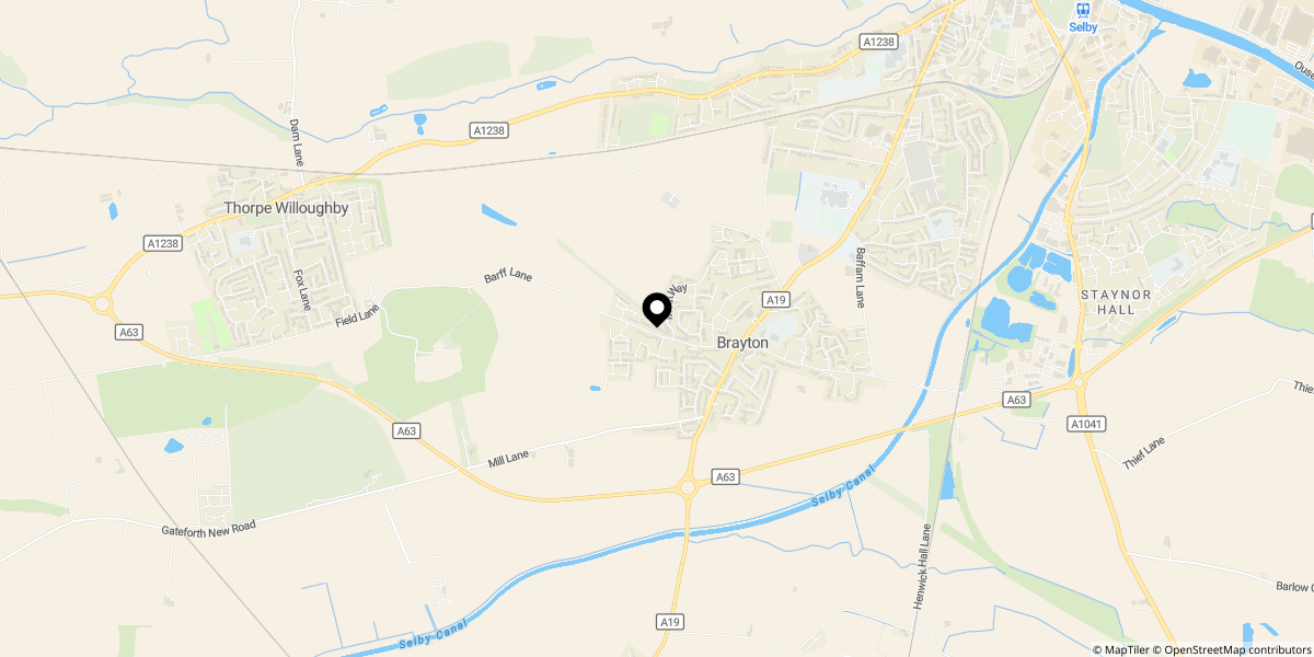 Approximate location of Evergreen Way, Brayton, Selby, YO8 9RD