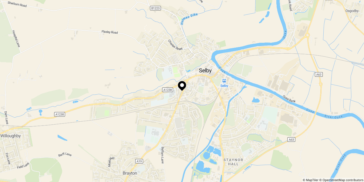 Approximate location of Raincliffe Street, Selby, YO8 4AN