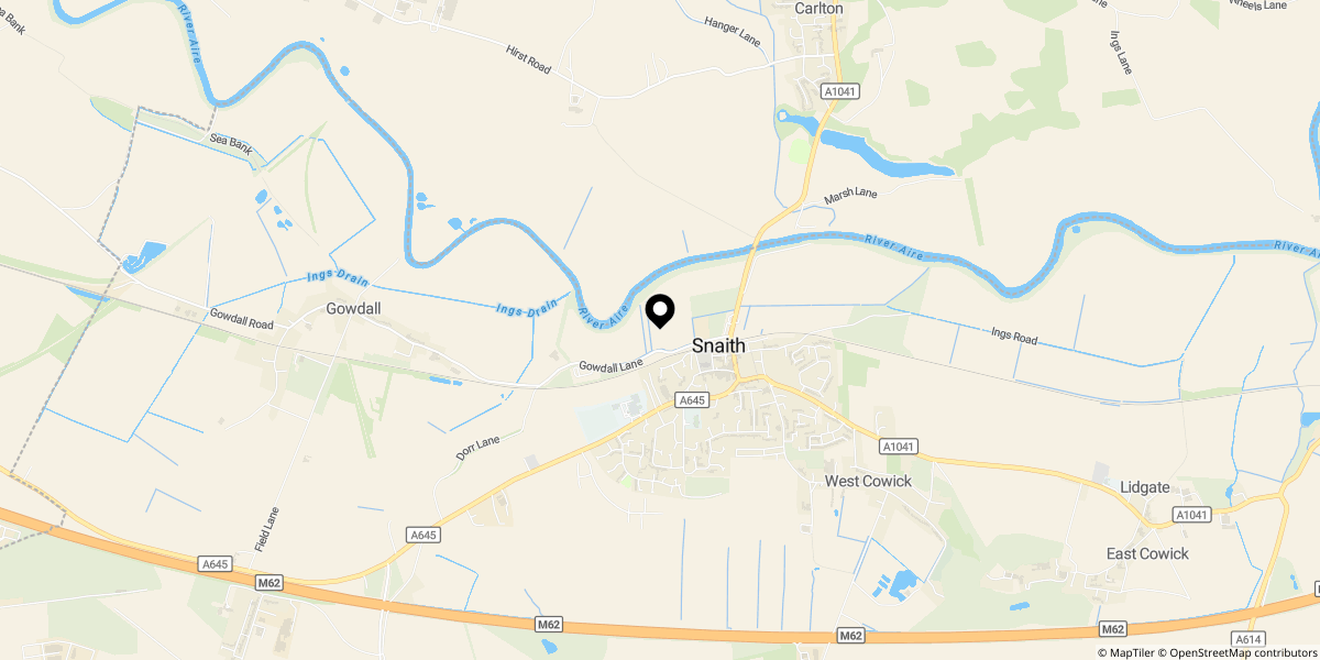 Approximate location of Gowdall Road, Snaith, DN14 0AA
