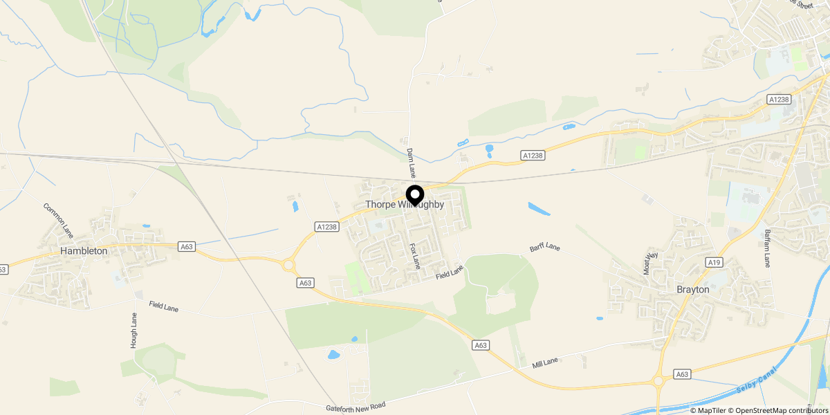 Approximate location of Holly Grove, Thorpe Willoughby, Selby, YO8 9LY