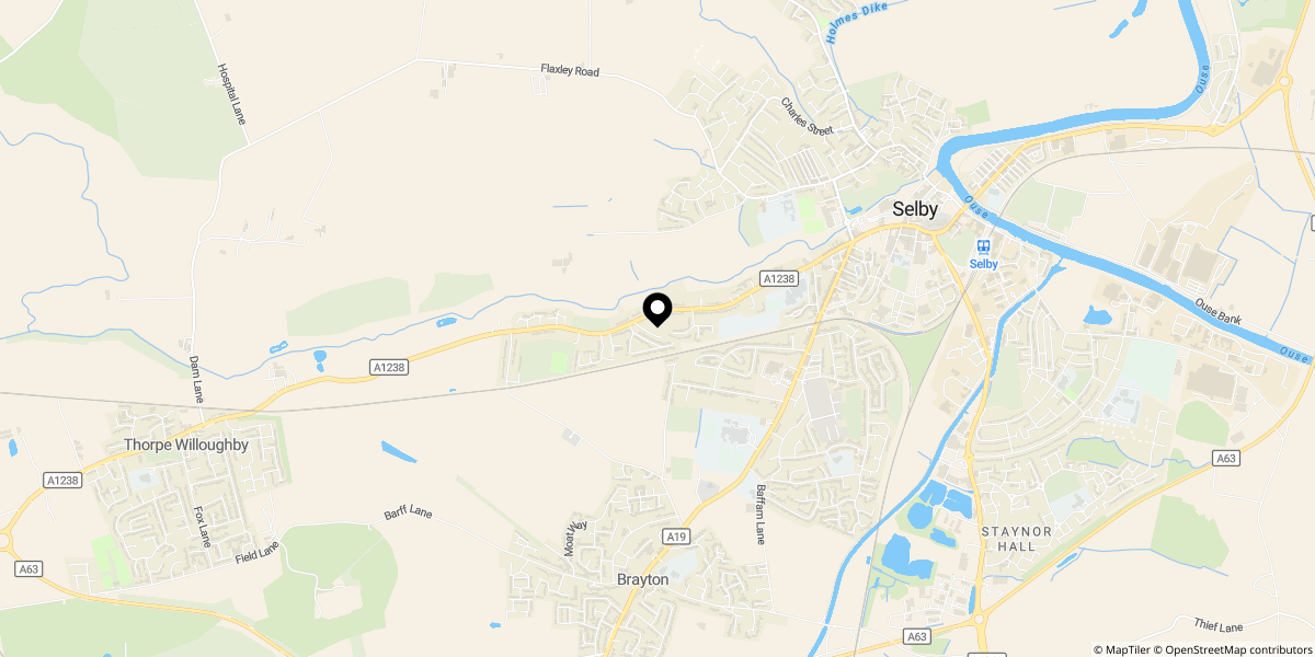 Approximate location of West Park, Selby, YO8 4JL