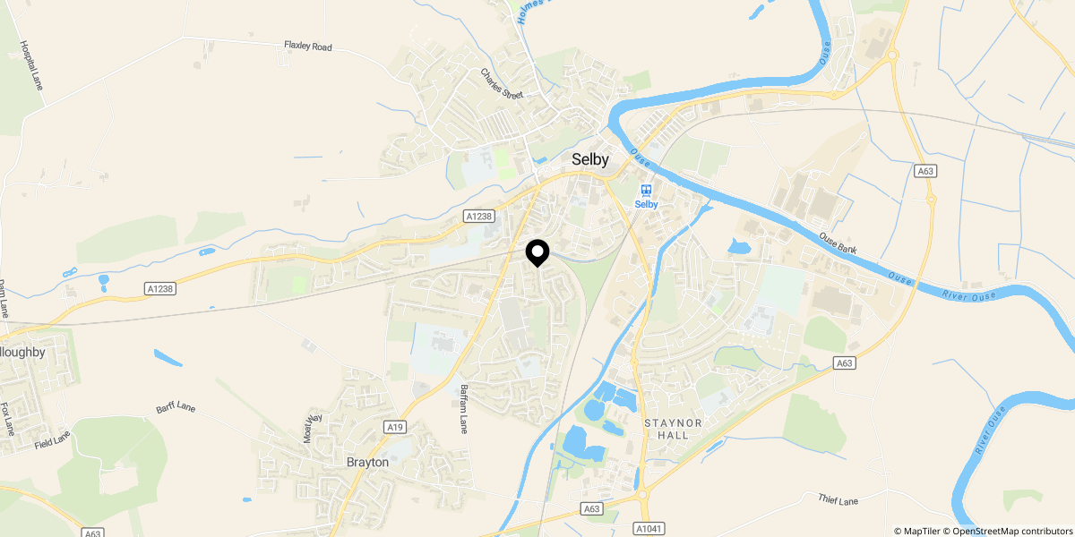 Approximate location of Doncaster Road, Selby, YO8 9BT
