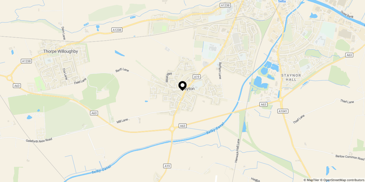 Approximate location of Doncaster Road, Brayton, Selby, YO8 9HD