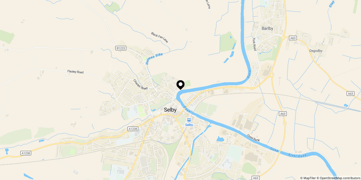 Approximate location of Clog Mill Gardens, Selby, YO8 3EH