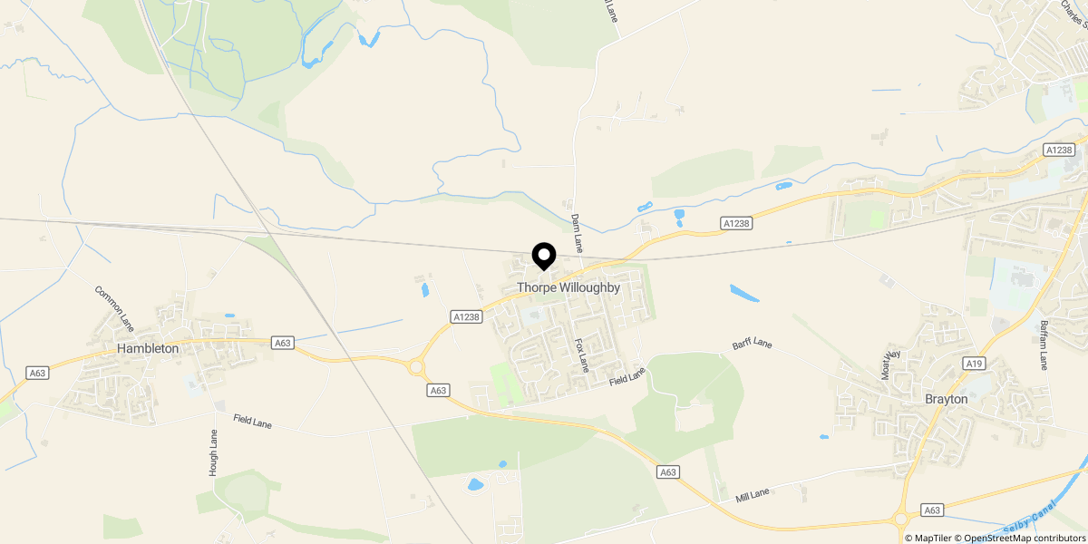 Approximate location of Fir Tree Lane, Thorpe Willoughby, Selby, YO8 9PG