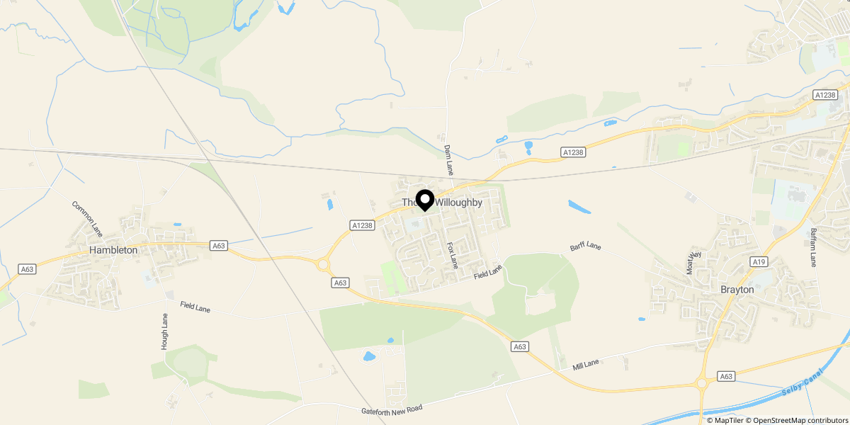 Approximate location of Fir Tree Lane, Thorpe Willoughby, Selby, YO8 9PG