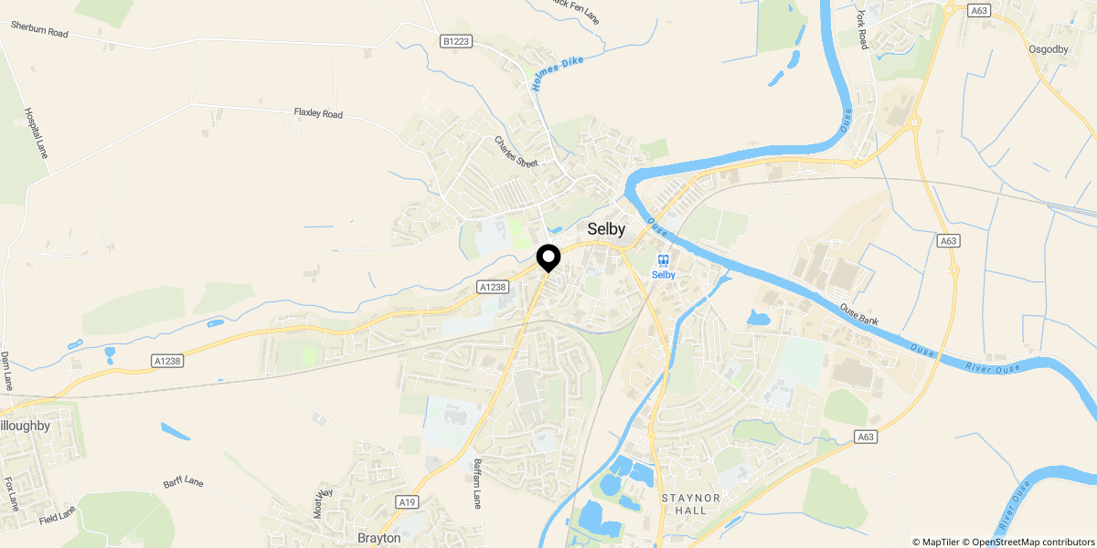 Approximate location of Chapel House Court, Selby, YO8 4HN